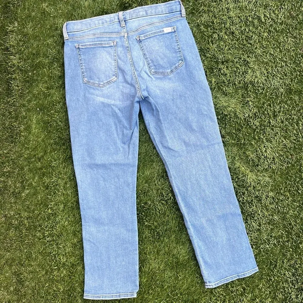 Jen7 for 7 For All Mankind Crest Ankle Straight Snakeskin Stripe Denim Jeans 8 - Picture 8 of 10
